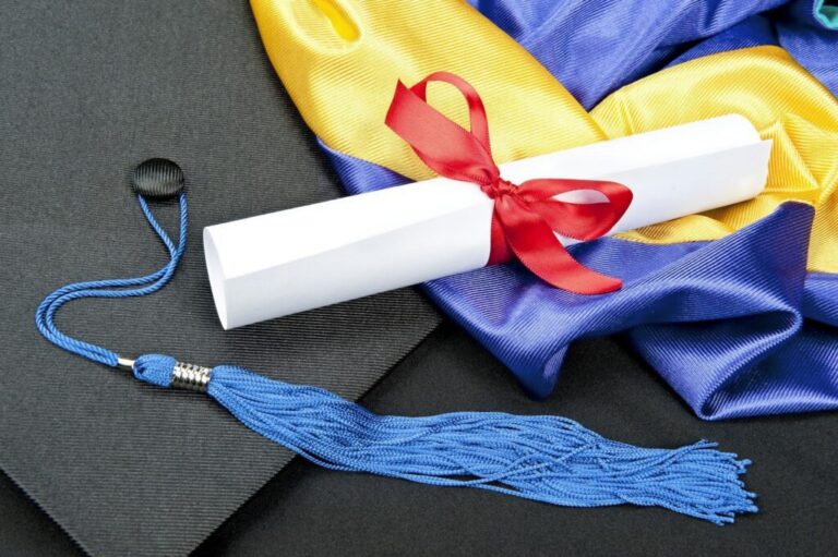 Graduation cap and diploma