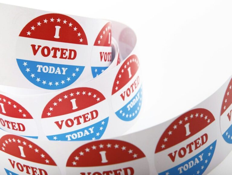 Vote political election stickers with patriotic American Stars