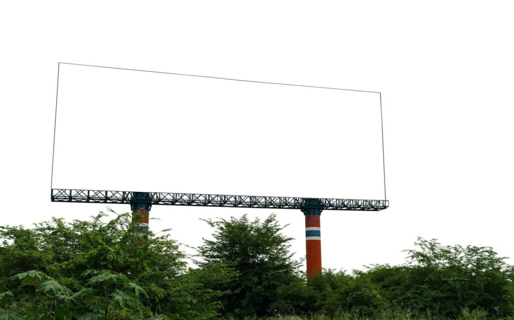 Blank big billboard isolated on white background. Mockup for your advertising and design