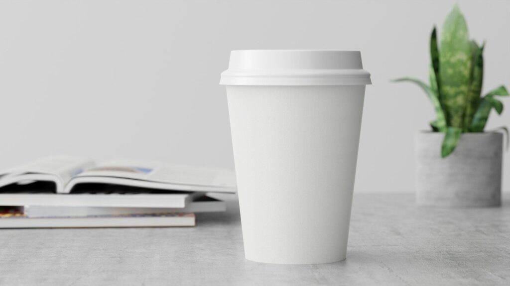 Paper coffee cups takeaway mock-up for branding.