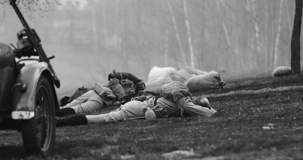 Re-enactor Dressed As Soviet Russian Soldier Lies Slain In Reconstruction Of Battles World War I