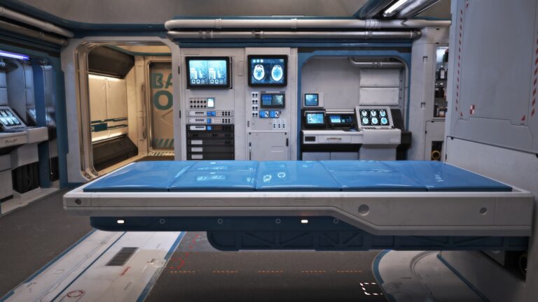 Jean-Luc Picard kapitány vezetési stílusa Scifi medical bed background