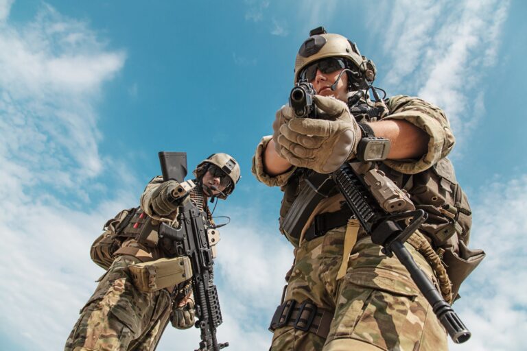 US Army Rangers with weapons